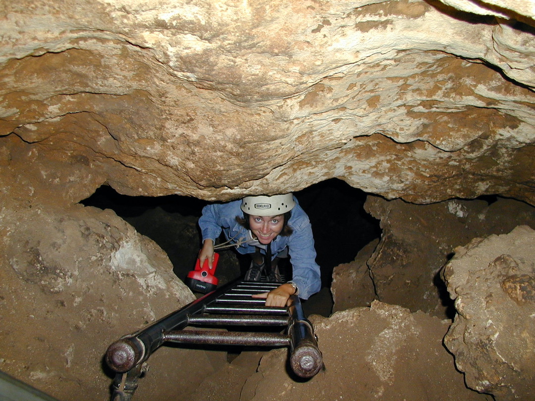 Sharon in a limestone cave in Western Australia