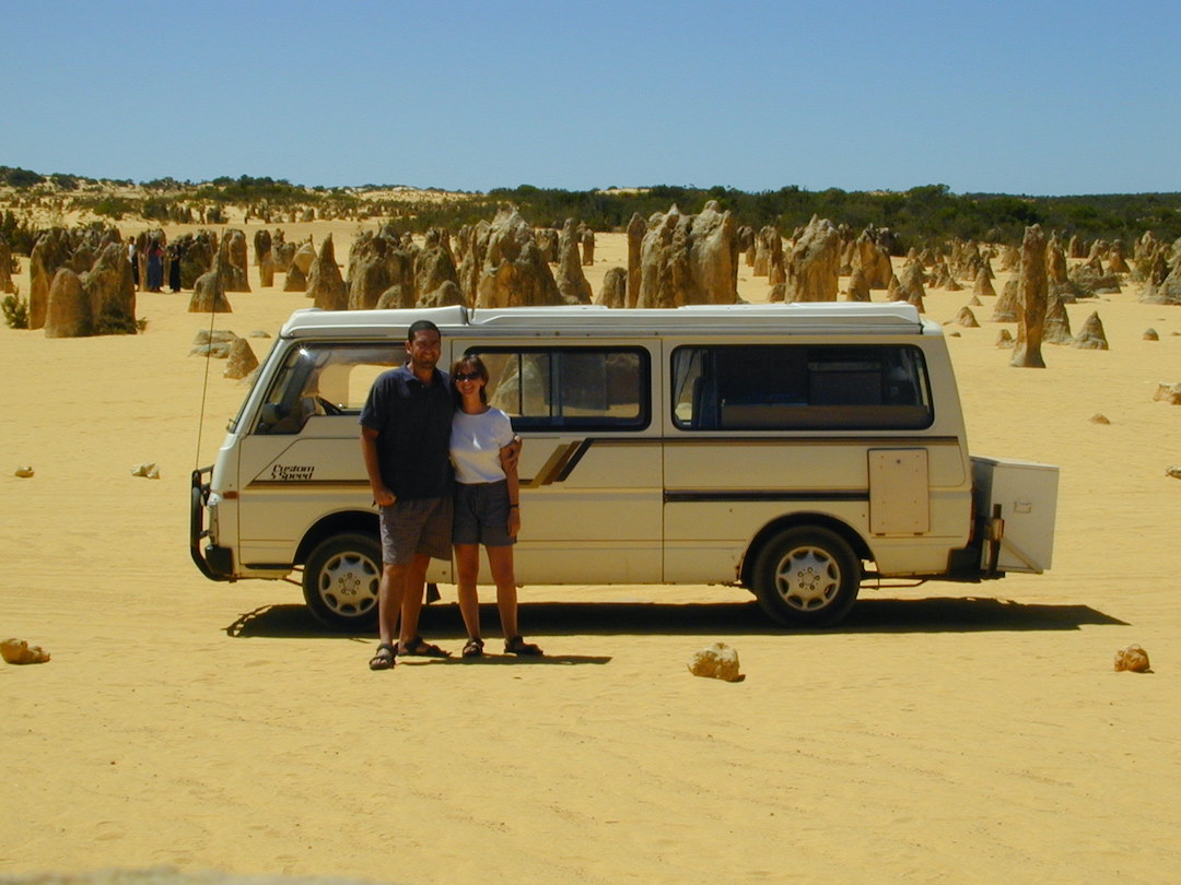 Spot the Camper Van Camper van parked in the Pinnacles Desert Western Australia