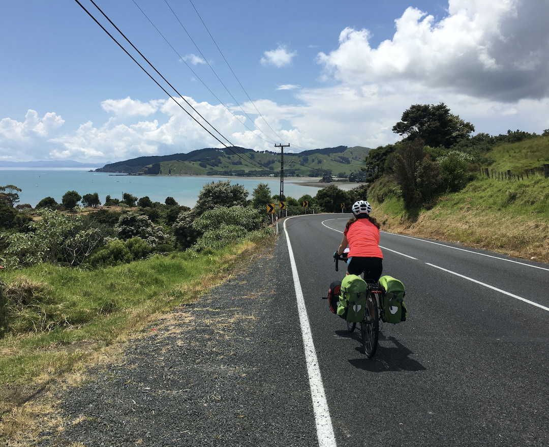 Sharon riding her bicycle on day two or our cycling tour