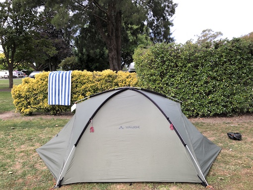 Tent pitched in Napier the art deco capital of New Zealand